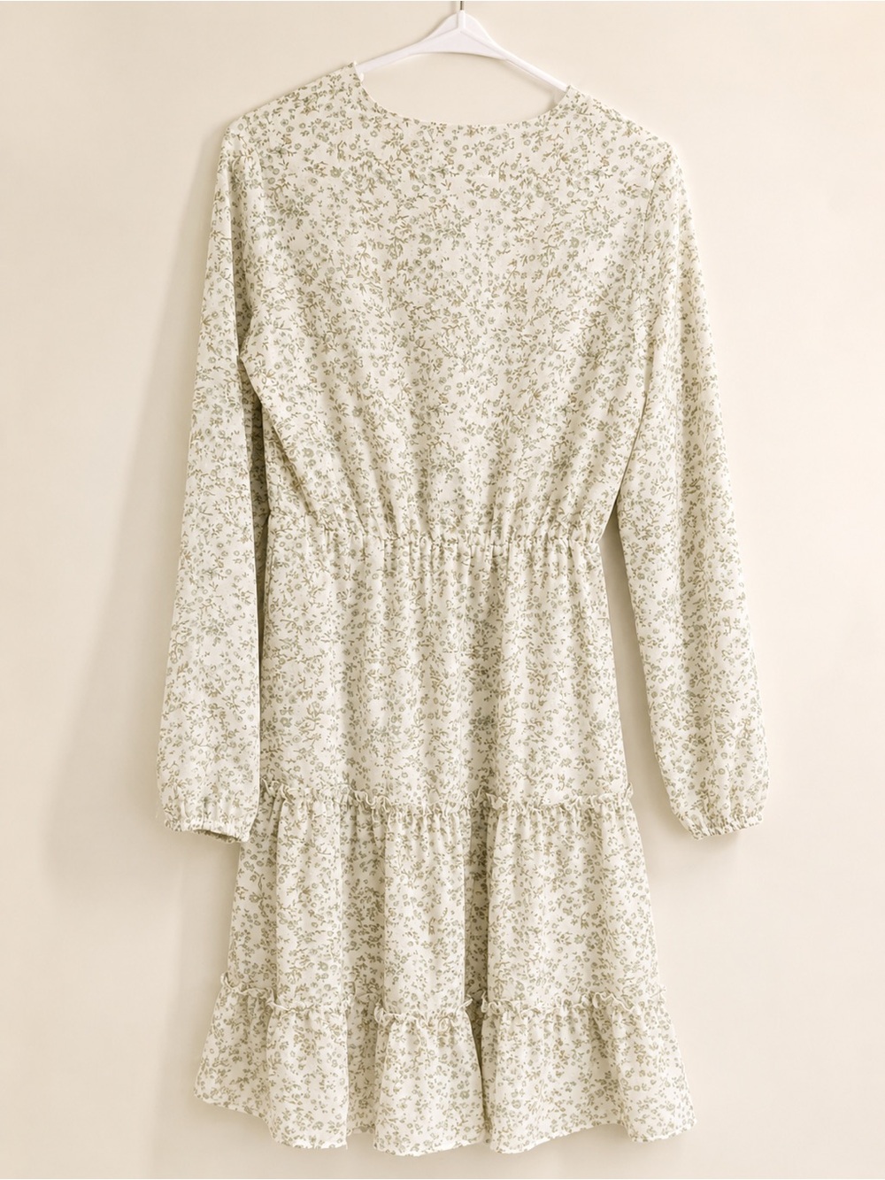 Mikarose Cream Floral V‑Neck Long Sleeve Maxi Dress - Picture 2 of 3